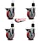 Service Caster 5'' Red Poly Swivel 1-7/8'' Expanding Stem Caster Set with Brake, 4PK SCC-EX20S514-PPUB-RED-PLB-178-4 - alternate 2